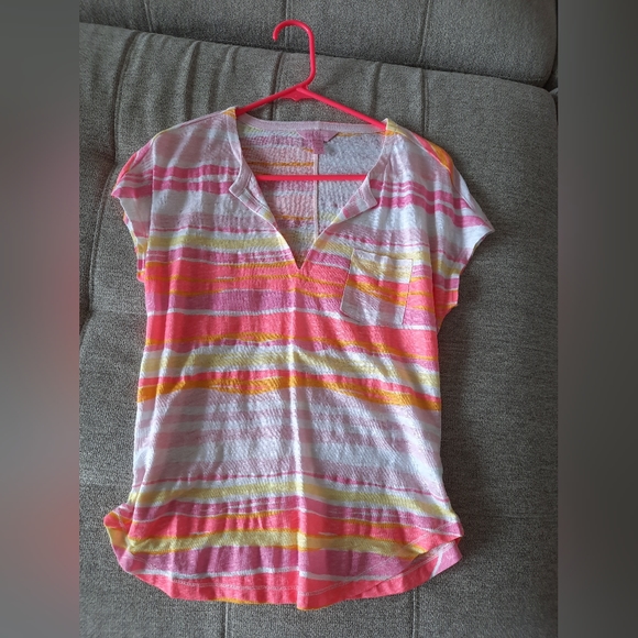 Lilly Pulitzer Tops Lilly Pulitzer Xxs Linen Vneck Short Sleeve